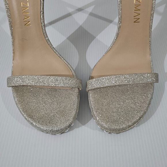 Stuart Weitzman Nudistdisco Pearl Heel 10.5 Metallic Stiletto Platform Evening - Picture 5 of 14